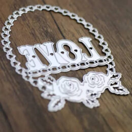 Craft metal thin cut dies Oval with Rose and Love 8.4* 11.2CM