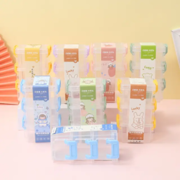 3-Layer Cute Clip-Lock Storage Box – Cartoon Series (Set of 3 Compartments)