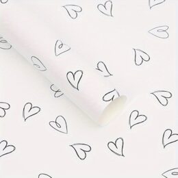 Heart Print Matte Finish Wrapping Sheets – Assorted Colors - 01 White Black