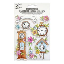 Handmade stickers clock & flowers