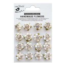 Mini White & Glittered Rosettes – Set of 12