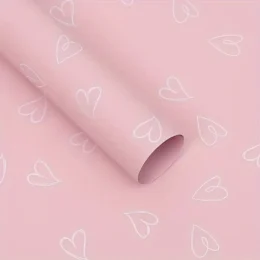 Heart Print Matte Finish Wrapping Sheets – Assorted Colors - 02 Pink White