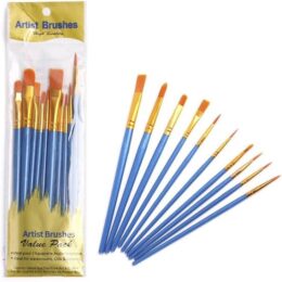 Premium Artist Paint Brush Set – 10 pcs (Blue & Gold)