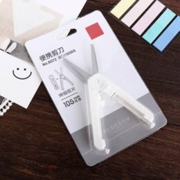 Portable Folding Scissors – 105mm Compact Travel Cutter - White