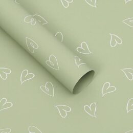 Heart Print Matte Finish Wrapping Sheets – Assorted Colors - 08 Green