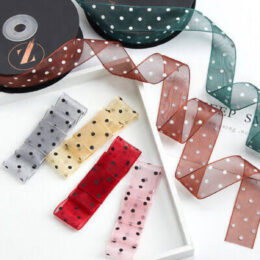 Polka Dots Organza Ribbons — 2 Metres | Premium Sheer Dot Design for Crafts & Decor