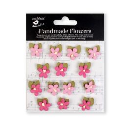 Little Birdie Mini Handmade Flowers – Pink & Leafy Cluster