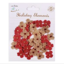 Little Birdie Holiday Elements – Rustic Red & Jute Blossoms