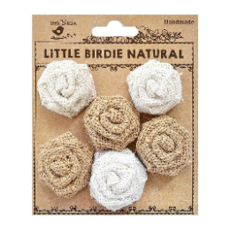 Little Birdie Natural Burlap Roses – Rustic Flower Embellishments